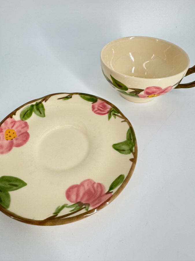 FRANCISCAN Pink & Green Desert Rose Dinnerware Set for 6