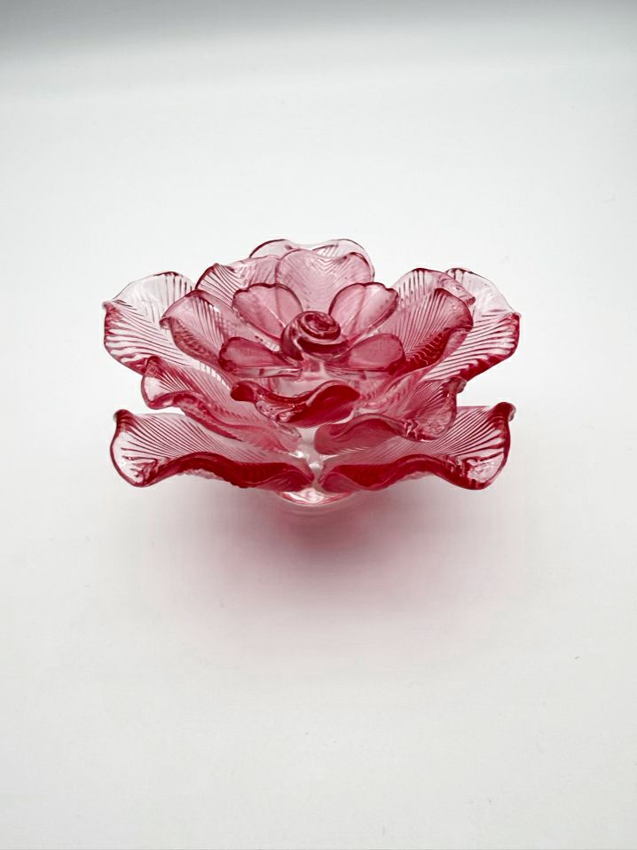 WATERFORD Pink Crystal Flower Paperweight