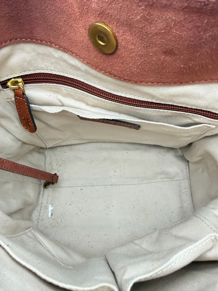 FRYE Cognac Leather Side Pocket Hobo Purse