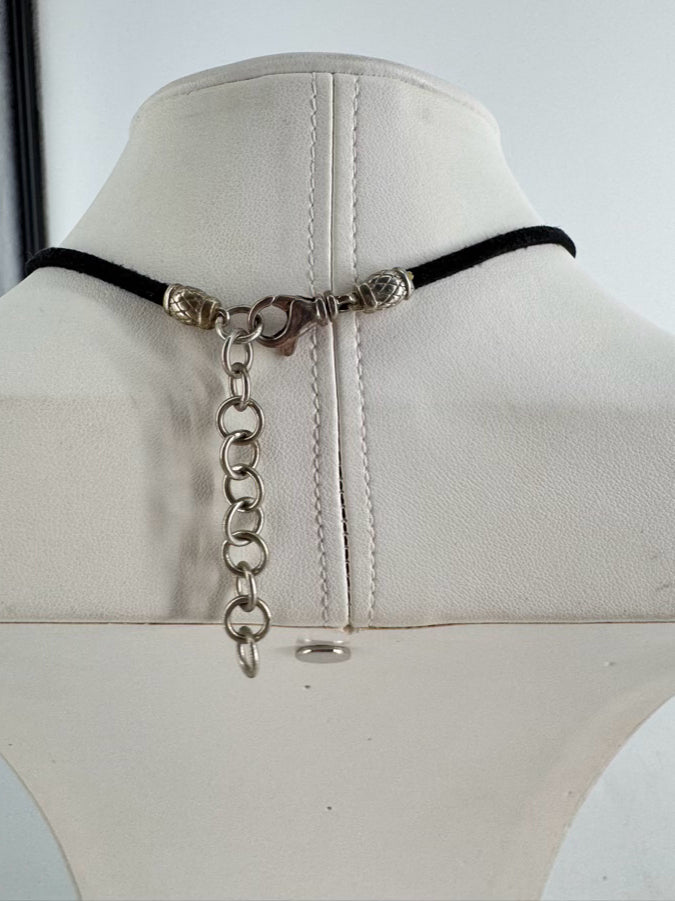 CHARLES KRYPELL STERLING SILVER Pendant Black Cord Necklace