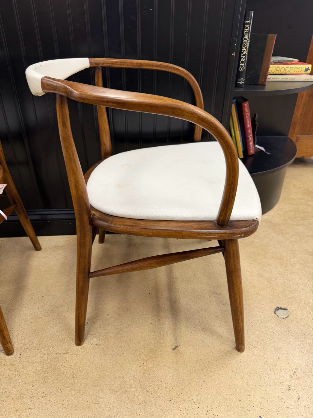 BOLING CHAIR CO By Jack Cartwright Mid Century Modern Wood & Leather Pair Of Charter Armchairs