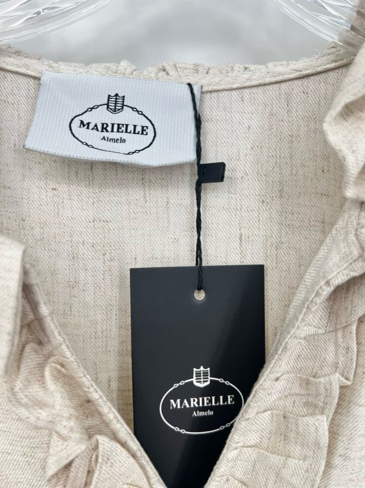MARIELLE ALMELO Size XL Beige Linen Blend Maxi-Dress