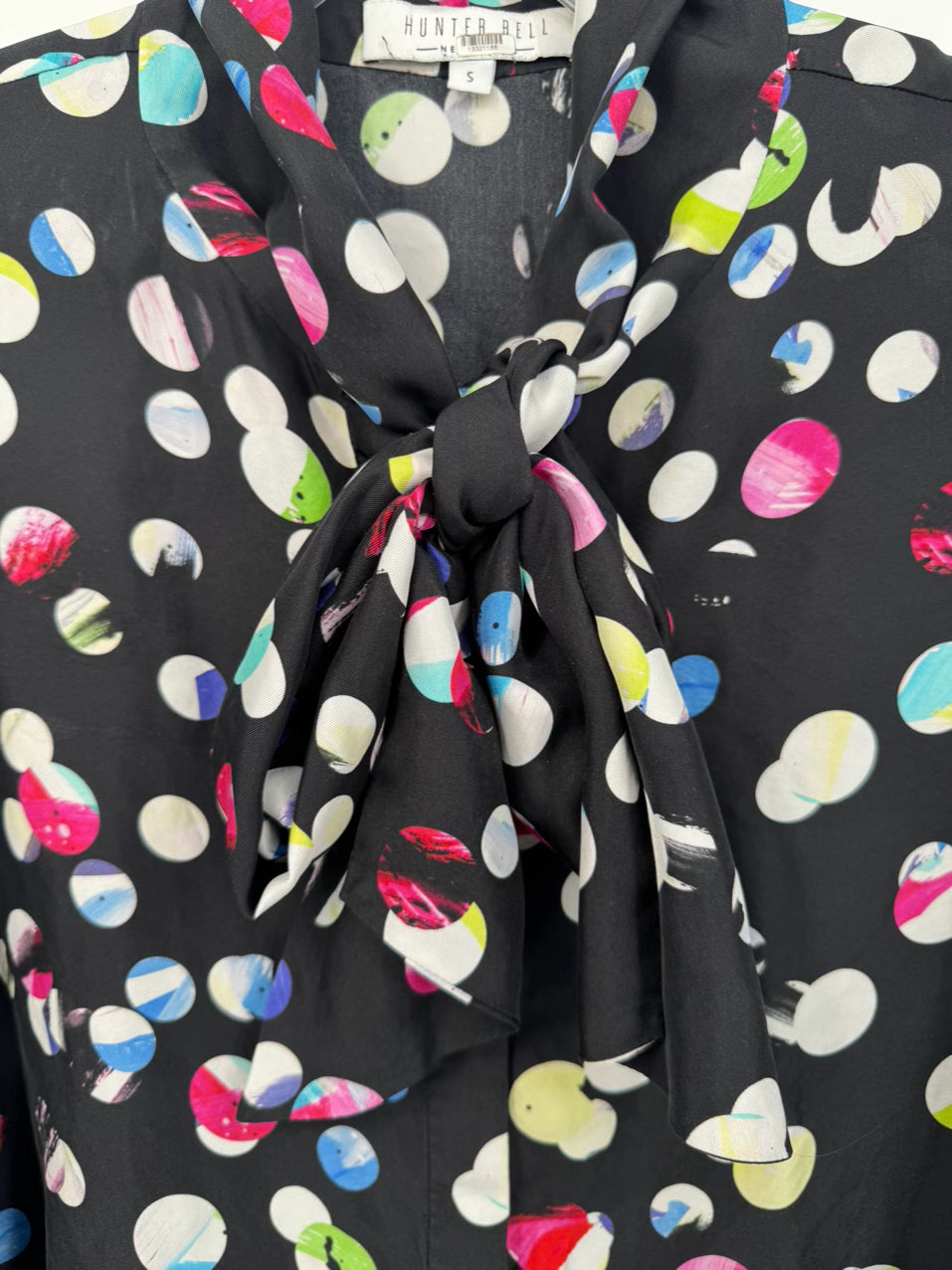 HUNTER BELL Size S Black Dots Silk Blouse