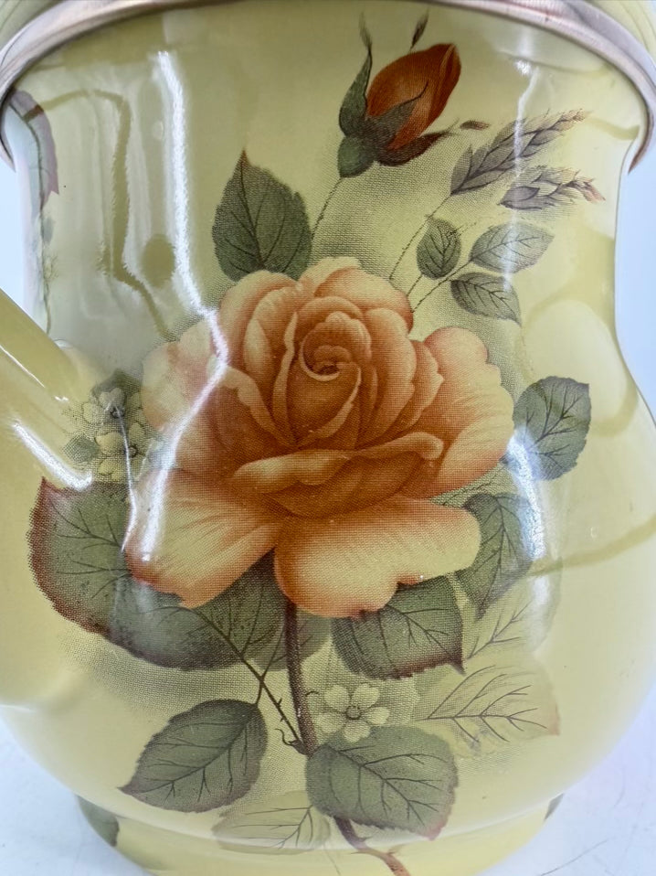 MACKENZIE CHILDS Green Enamel Floral 3 Piece Tea Set