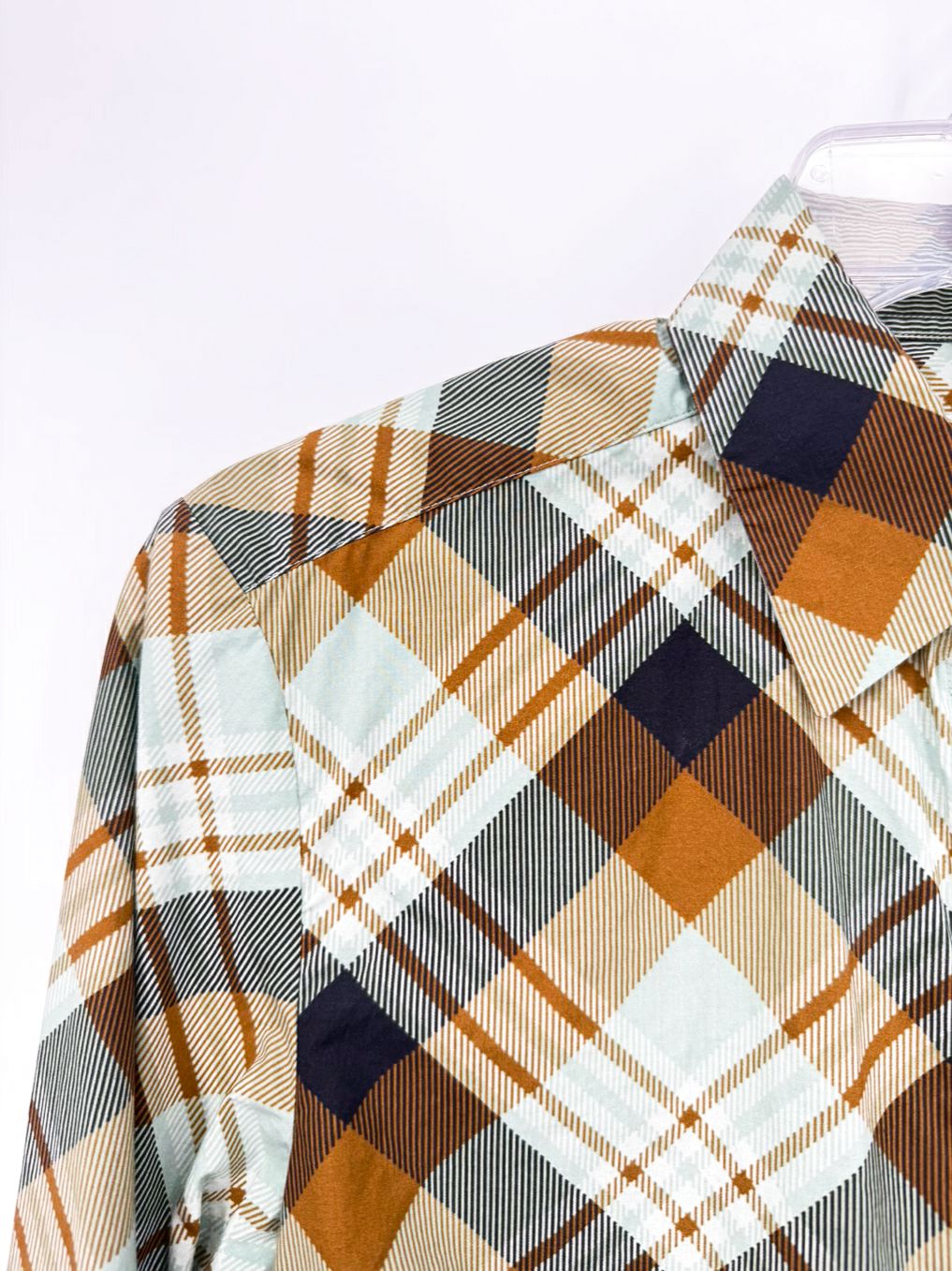 DRIES VAN NOTEN Wmn's Size 38 Sage & Brown Cotton Plaid Blouse