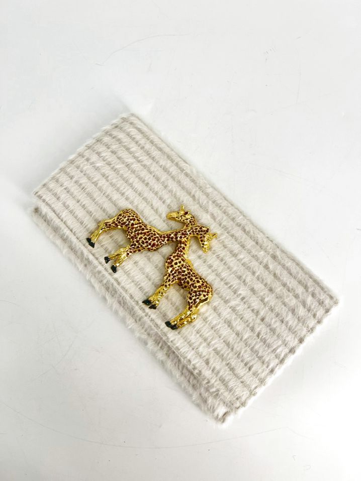 GARLAND Cream Faux Fur Giraffe Clutch