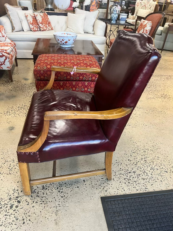 Red Leather Chippendale Chair