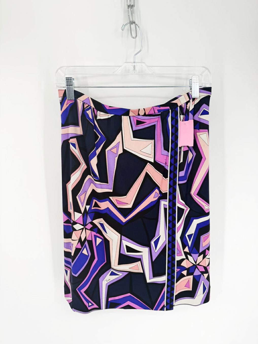 EMILIO PUCCI Size 10 Violet & Navy Silk Skirt