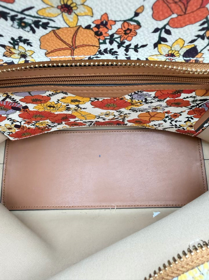 TORY BURCH Kerrington Blossom Ditsy Red & Purple Saffiano Leather Floral Purse