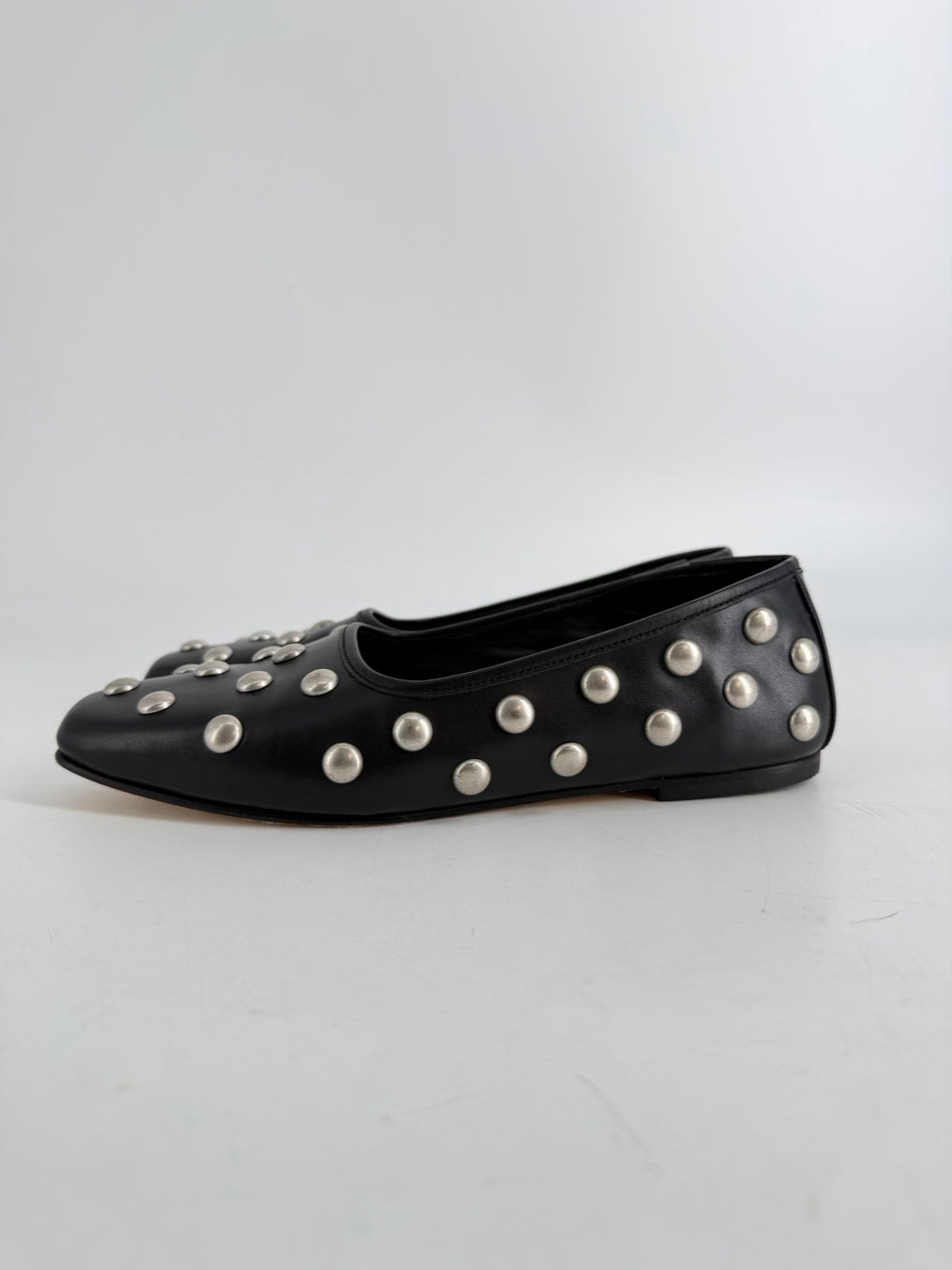 FREDA SALVADOR Jessie Size Wmns 7.5 Black Leather Studded Flats