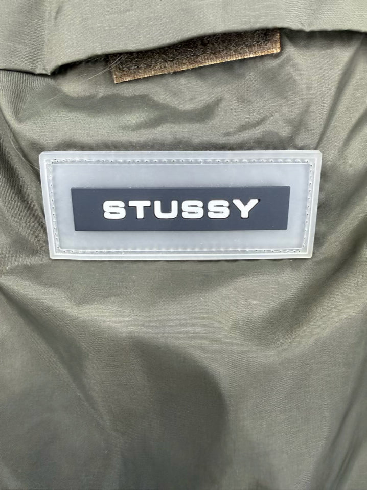 STUSSY Wmn's Size XS Dark Green Nylon Drawstring Long Jacket