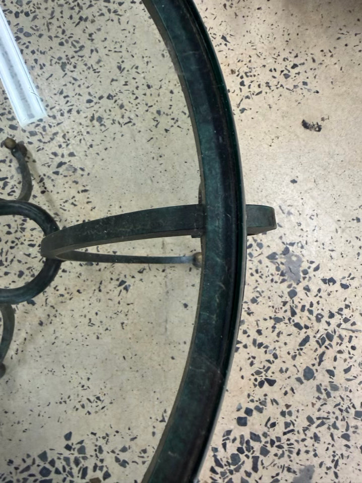 Green & Clear Iron & Glass Occasional Table