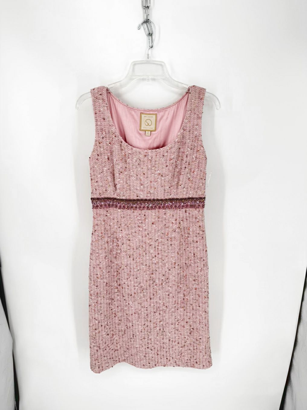 ST JOHN COUTURE Size Wmn's 6 Pink Knit Bead Detail Sleeveless Dress