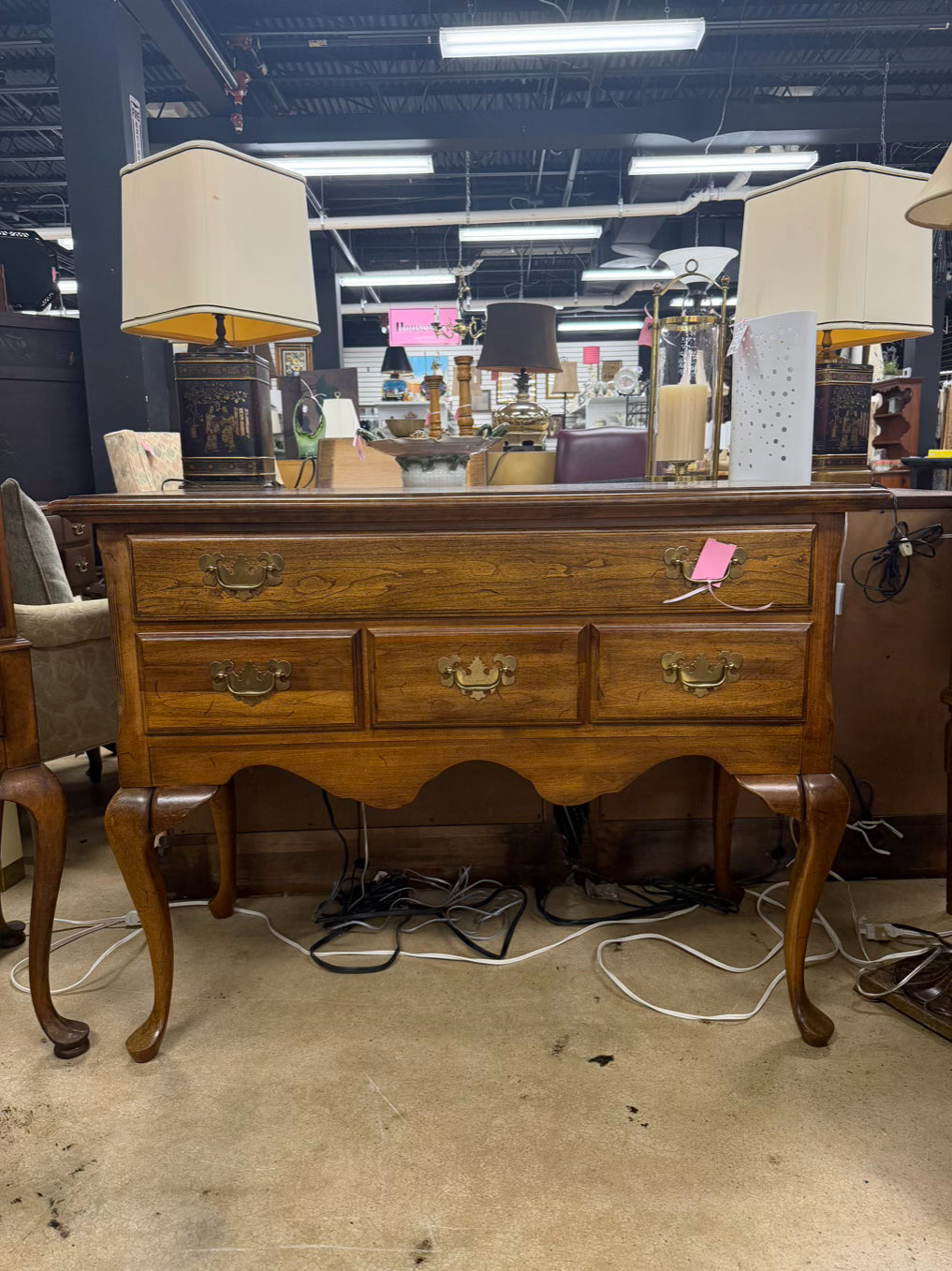 Wood Queen Ann Low Boy w/ Drawers