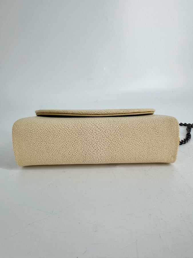 J. MARKELL Cream Leather Stingray Print Crossbody Bag