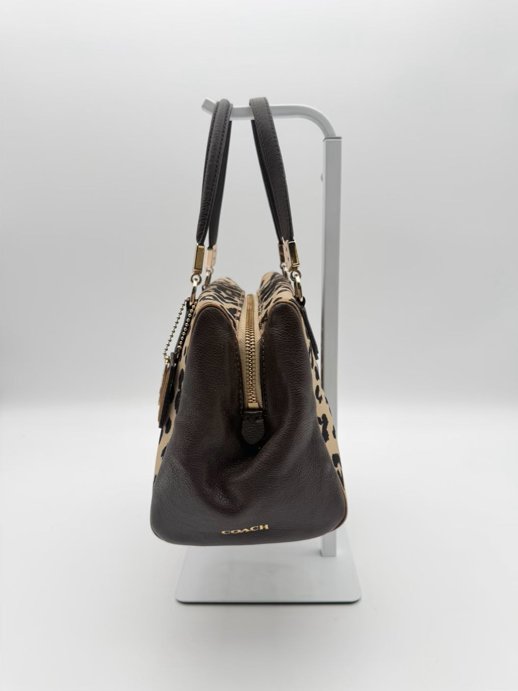 COACH Brown & Black Nylon Animal Print Purse