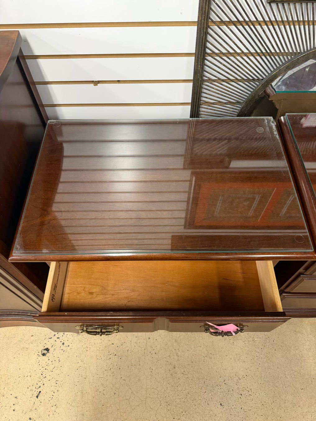 THOMASVILLE Wood Pair Of Nightstand w/ Glass Protective Tops