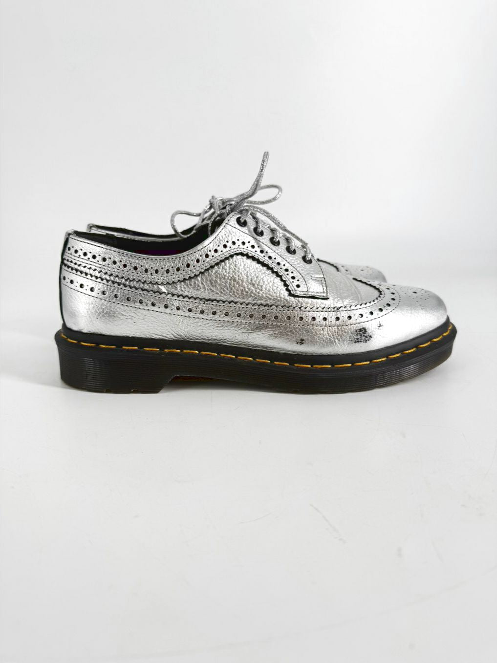 DR MARTENS Size 42 Silver Leather Casual Shoes