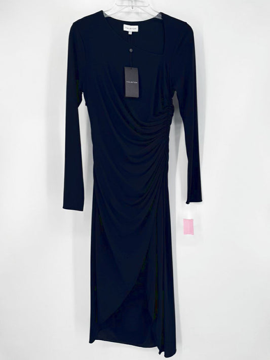 HALSTON Size 8 Midnight Rouching Giorgia Jersey Cocktail Dress NWT