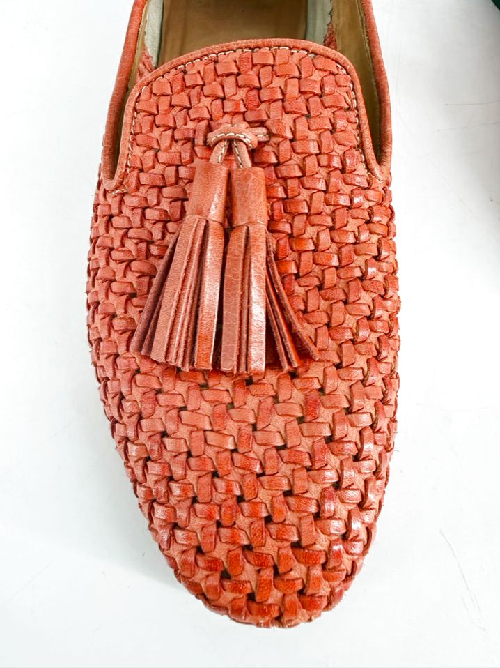 ANN MASHBURN Size 39 Orange Leather Loafers