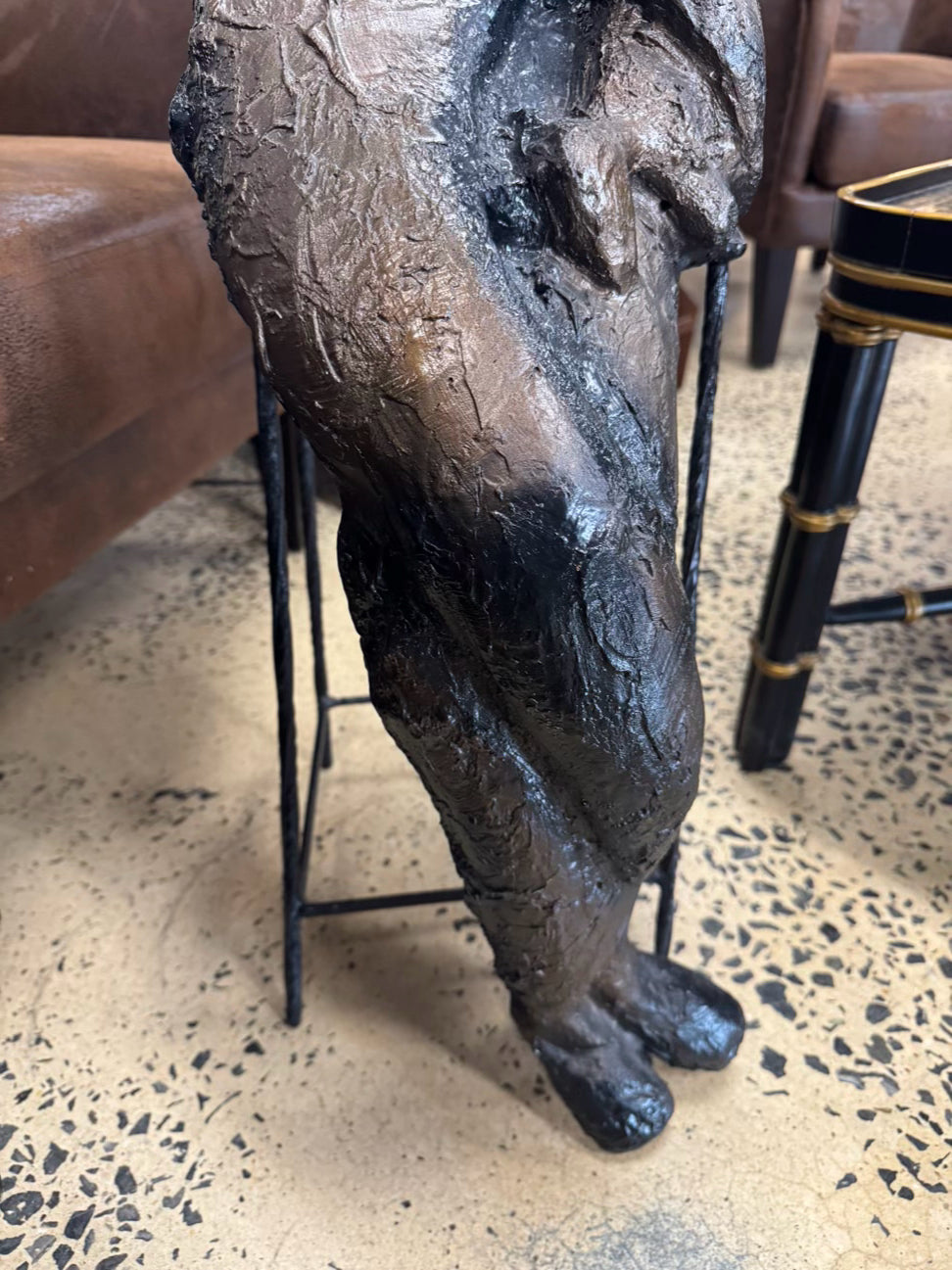 Brown Molded Plastic Woman in Chair Figure