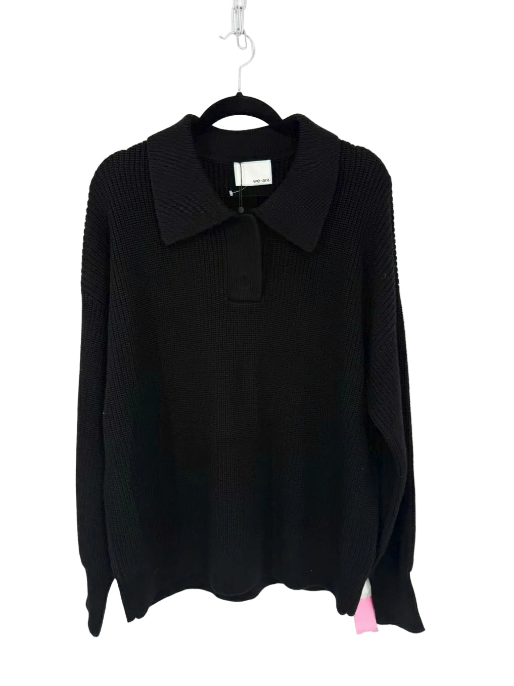 WE-AR4 Wmn's Size L Black Wool Collared Sweater