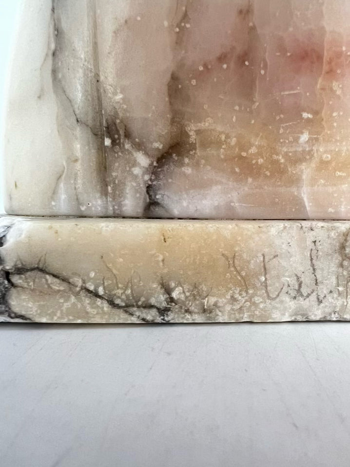 Cream Alabaster Carved Joan of Arc Bust