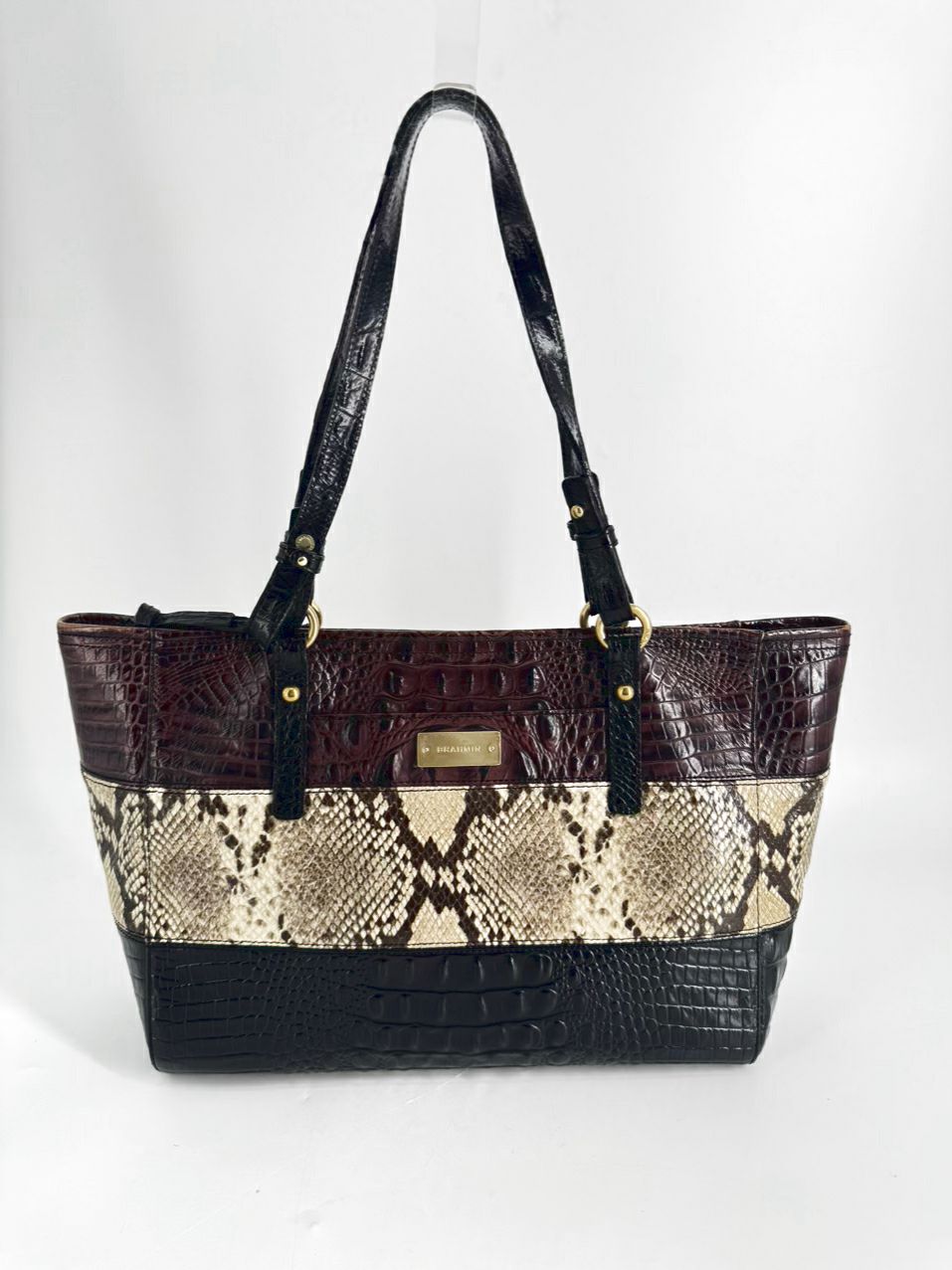 BRAHMIN Black & Brown Embossed Leather Purse