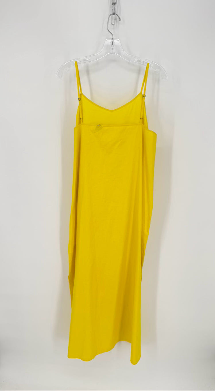HEMANT & NANDITA Size 12 Yellow Pleated Maxi-Dress w/ Slip