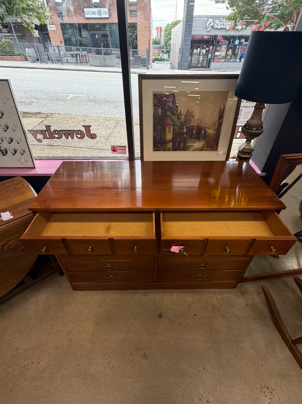 WANAMAKER Light Wood Dresser w/ Wood Mirror