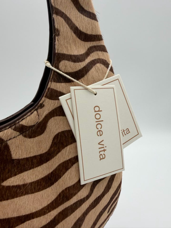 DOLCE VITA Brown & Cream Leather & Animal Print Purse NWT