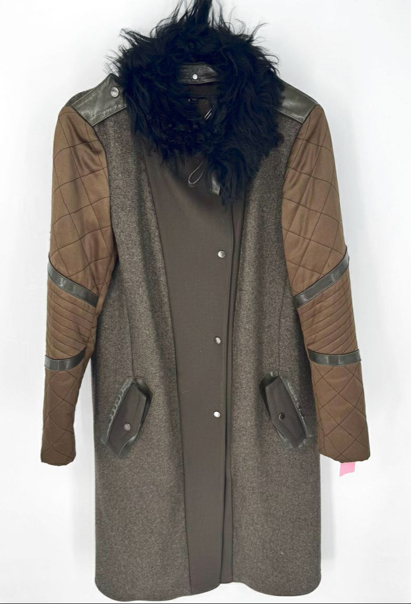BELSTAFF Size 44 Moss Cashmere, Wool & Angora Full Length Coat