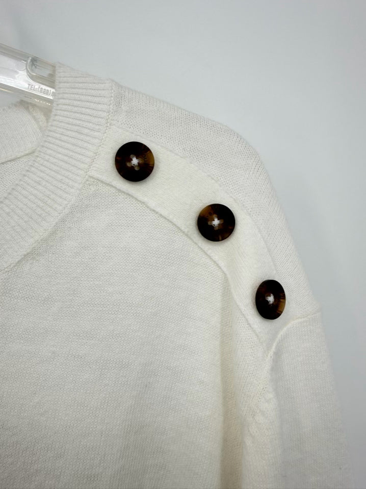 BARBOUR Size 14 Cream Short Sleeve Sweater NWT