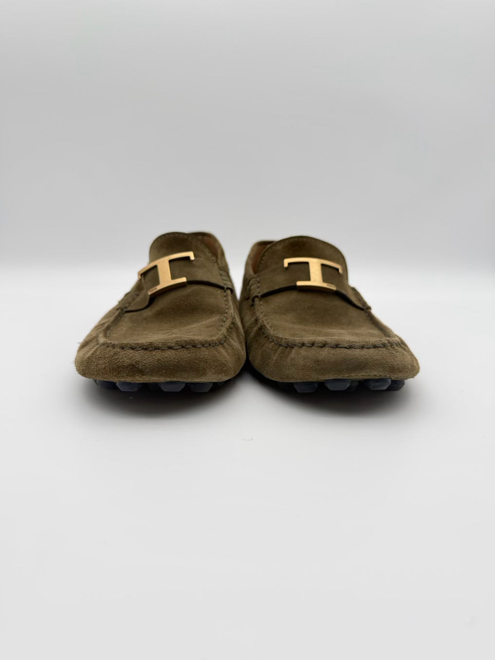 TODS MENS Size 9 Olive Gommino Suede Leather Loafers