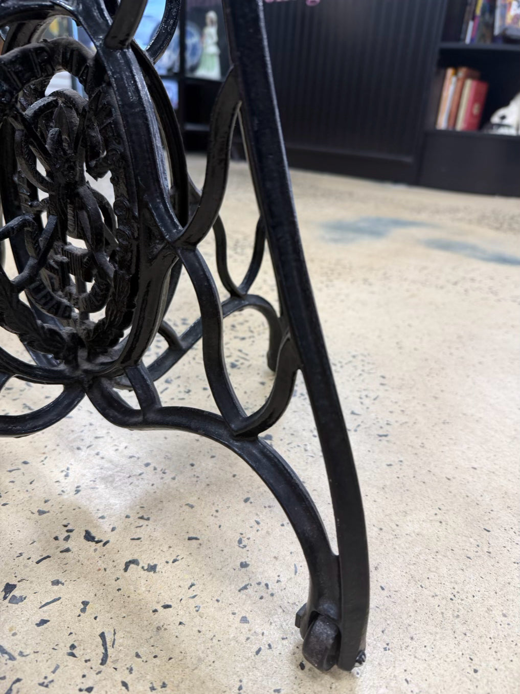 Iron & Wood Round Occasional Table w/ Black Base