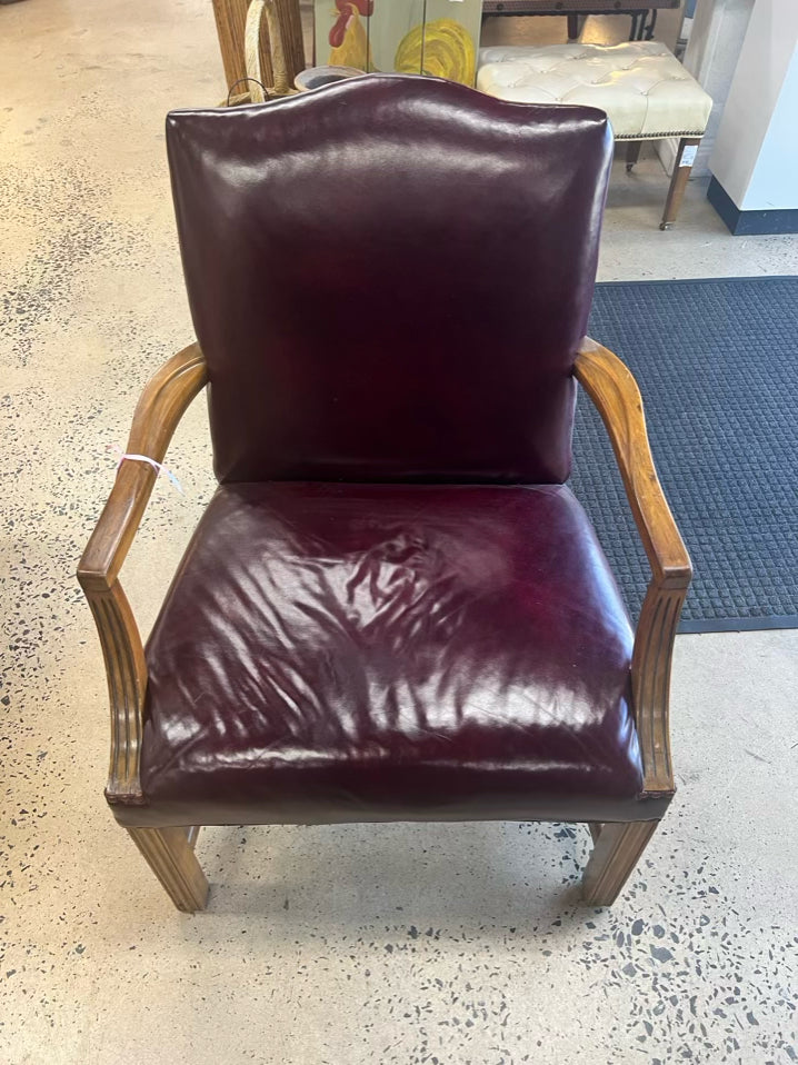 Red Leather Chippendale Chair