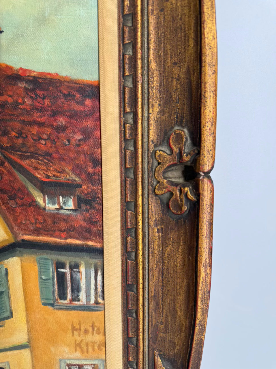 VINTAGE Street in Germany Painting in Gold Frame