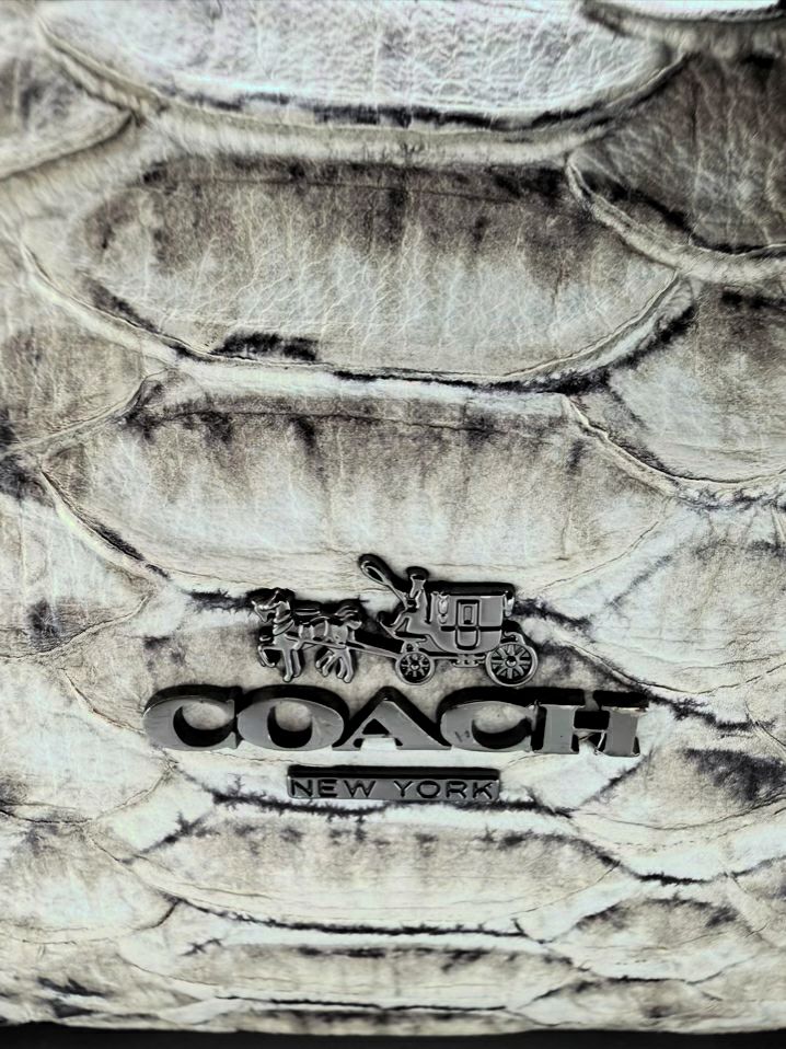 COACH Gray & Black Leather Embossed Purse