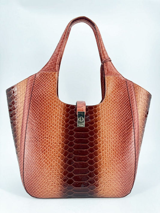 BRAHMIN Red & Orange Embossed Croc Carla Purse