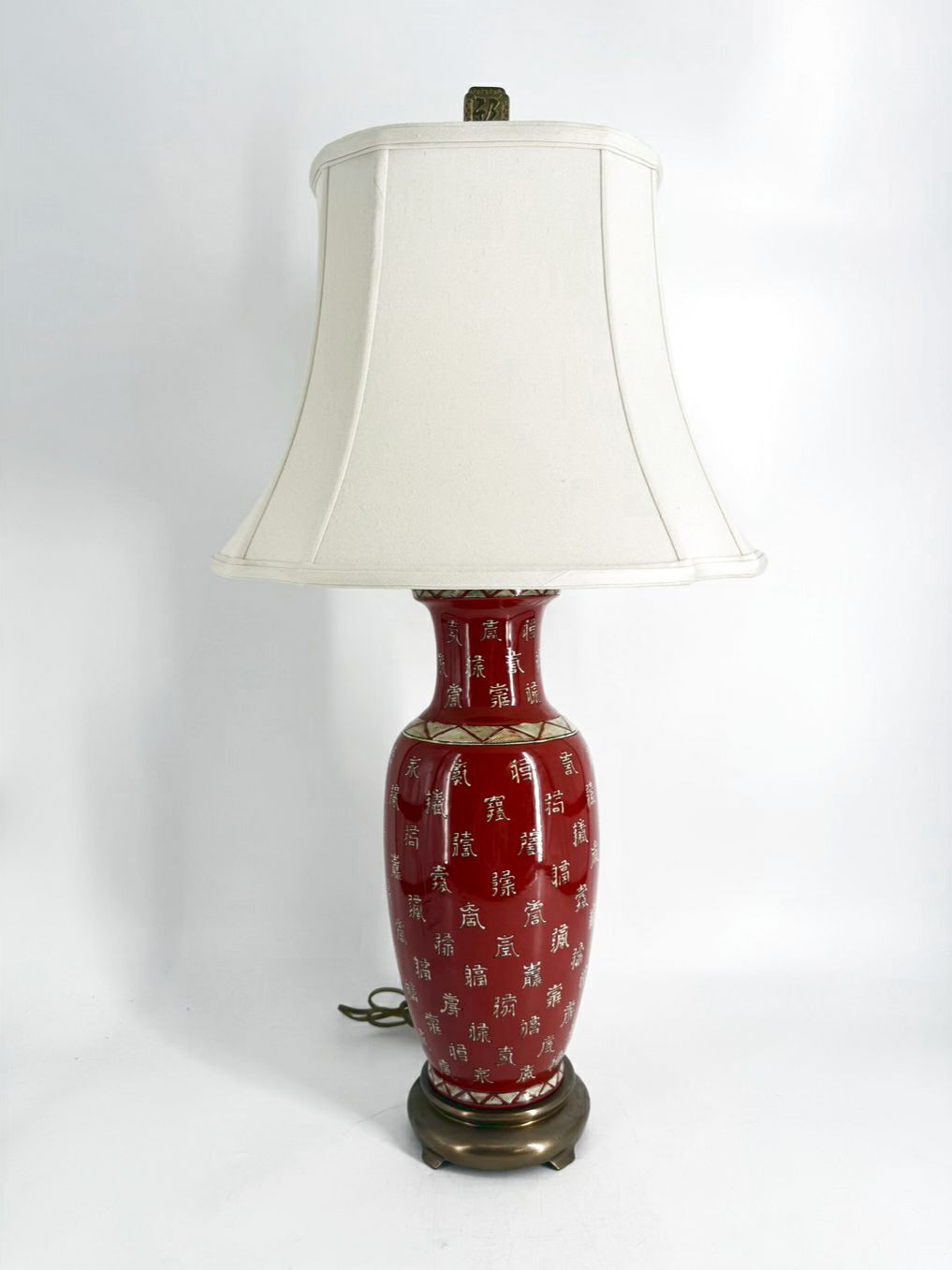 Rust & Gold Oriental Style Lamp w/ White Shade