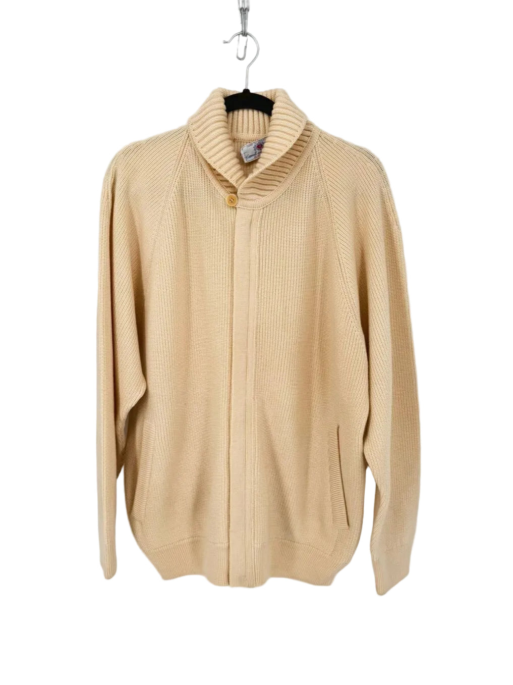 VINTAGE CARROLL AND COMPANY Men's Size XL Butter Wool Zip Up Cardigan