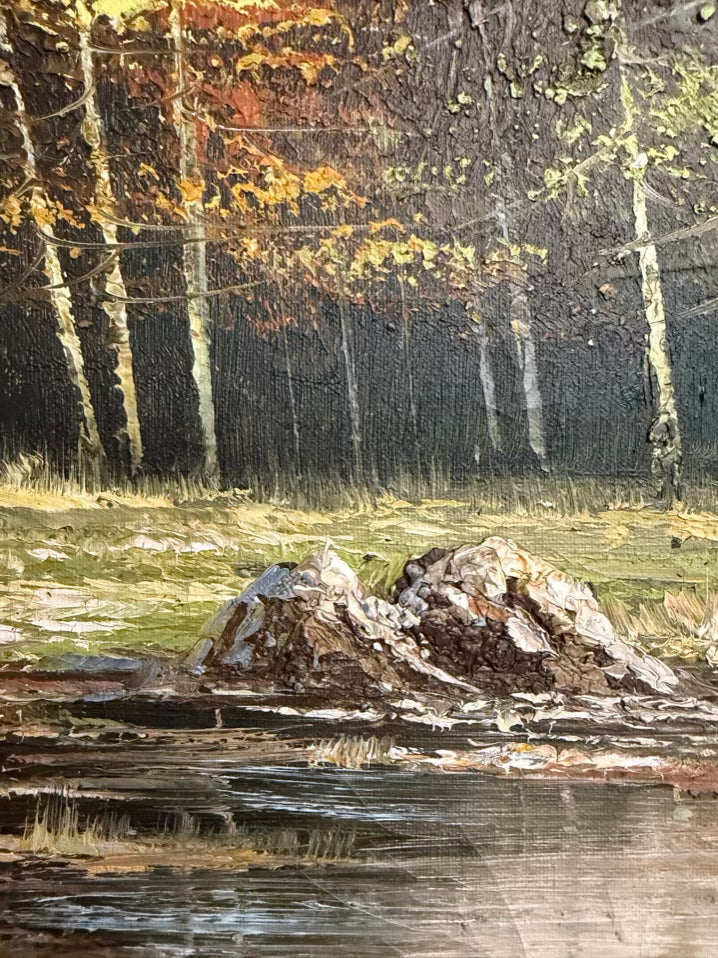 BRUCE PERRY Mountain Scene w/ Cabin Painting