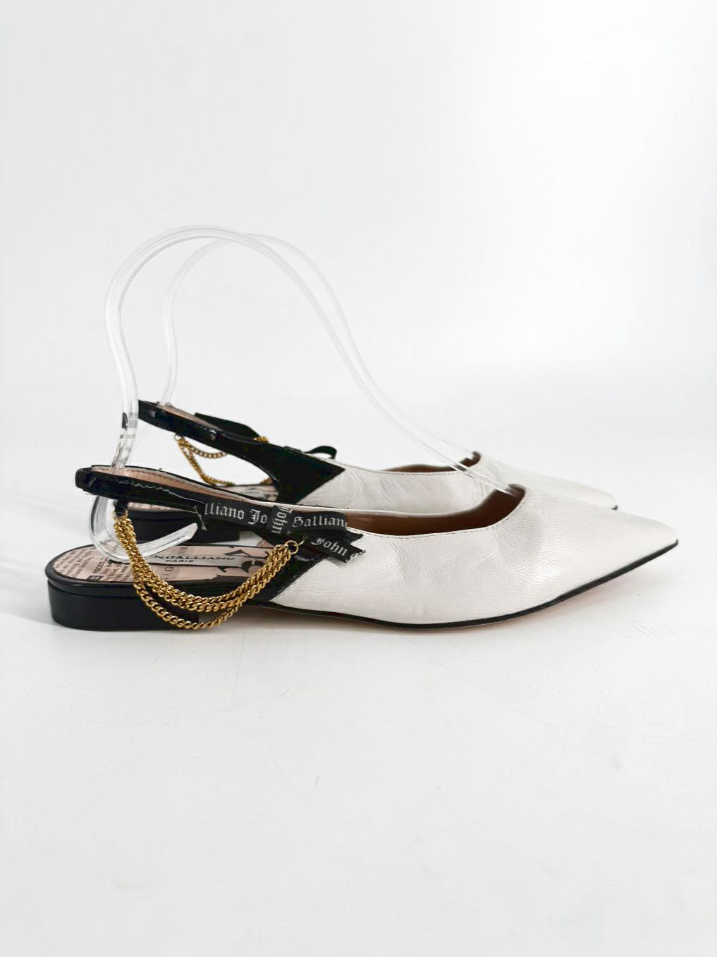 JOHN GALLIANO Size 36.5 White & Black Flats