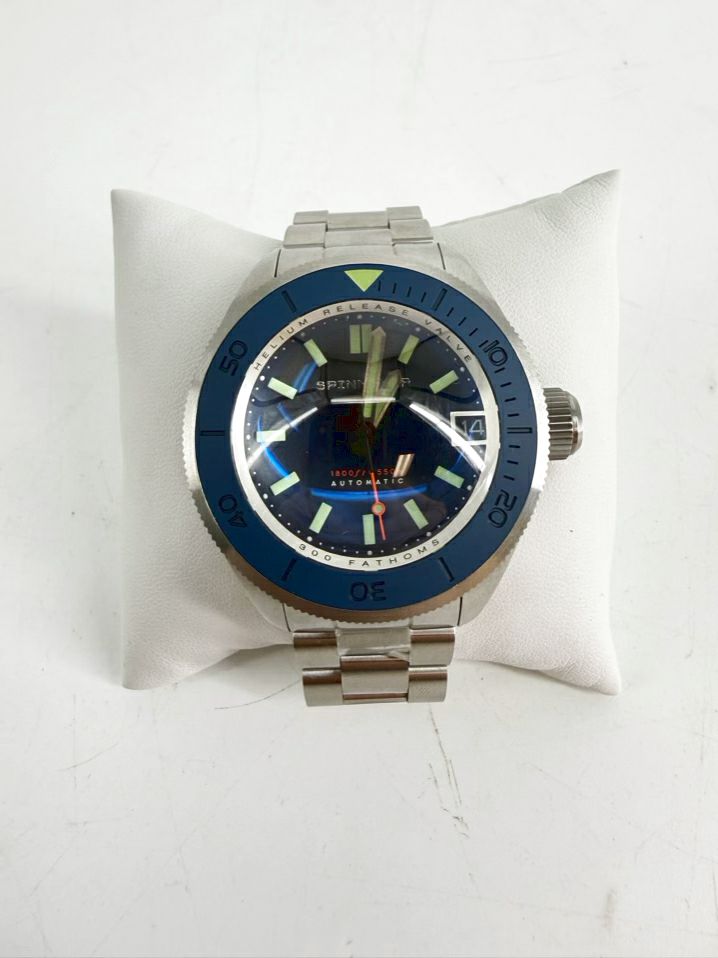 SPINNAKER Blue & Green Stainless Steel Automatic Watch w/ Links & Box
