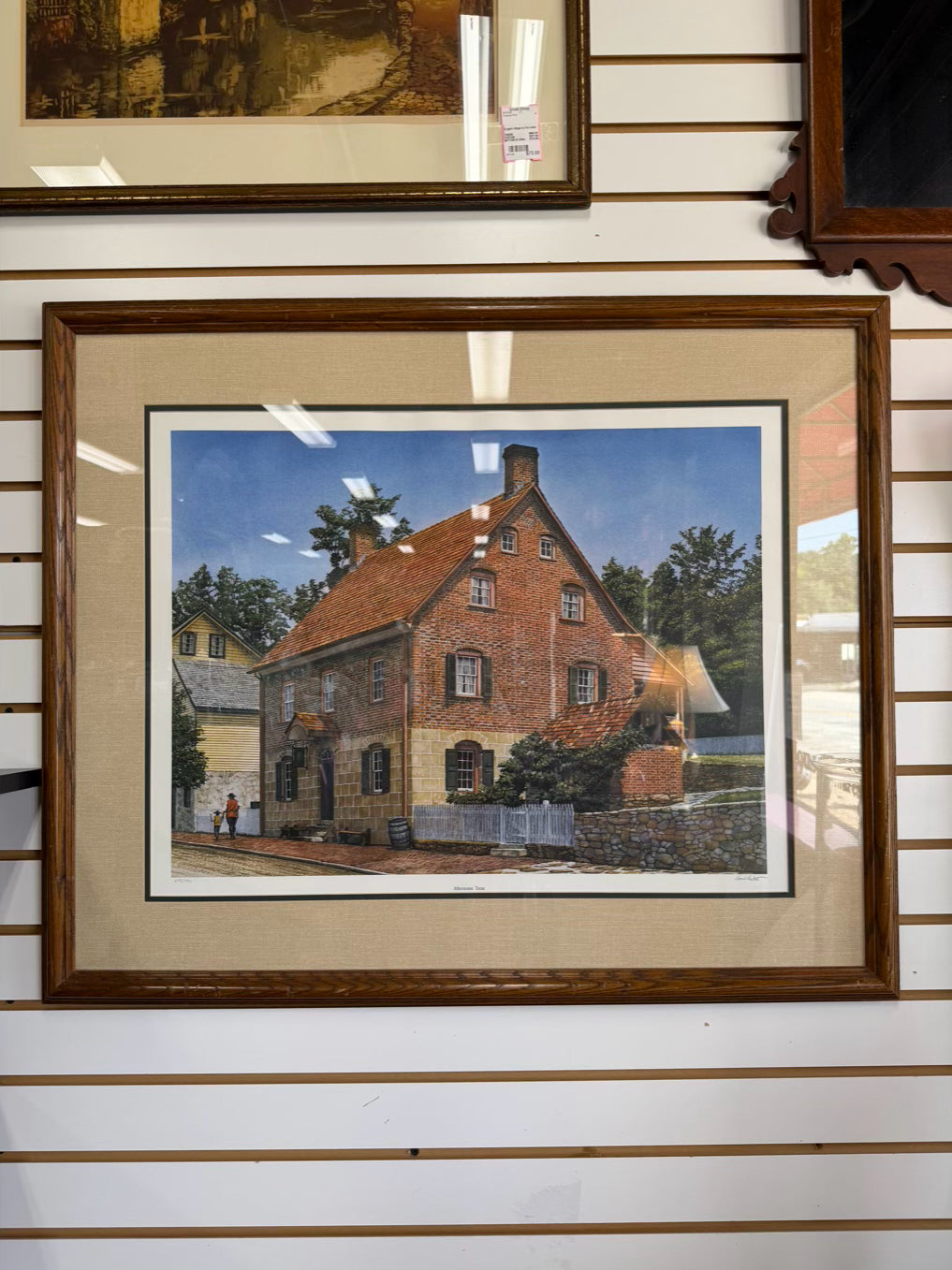 SIGNED Winkler Bakery In Old Salem 605/750 Framed Print In Brown Wood Frame