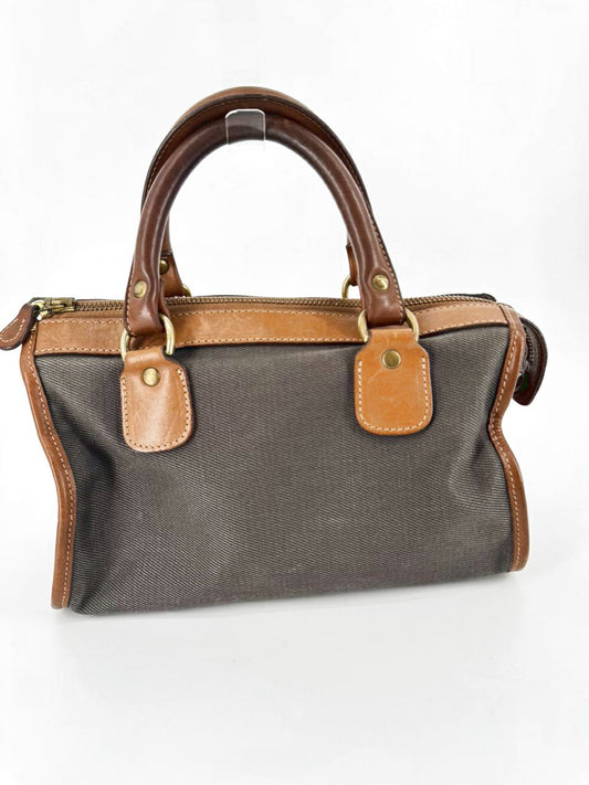 THE ORIGINAL GHURKA BAG Taupe & Brown Leather & Canvas Purse