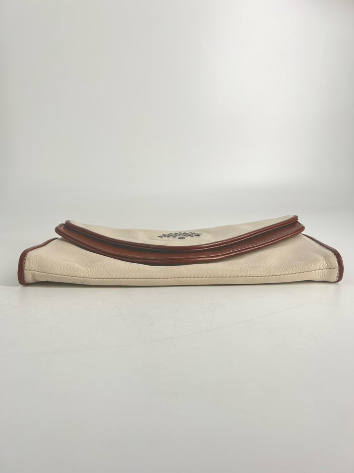 MULBERRY Cream & Brown Leather Clutch Bag