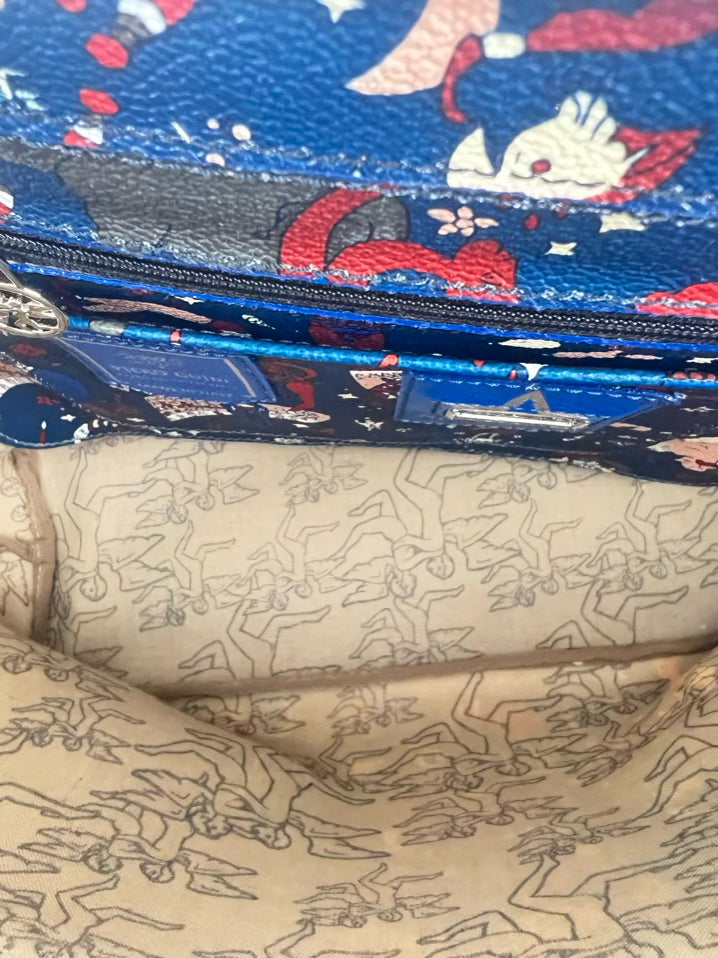 PIERO GUIDI Blue & Red Leather Circus Print Purse