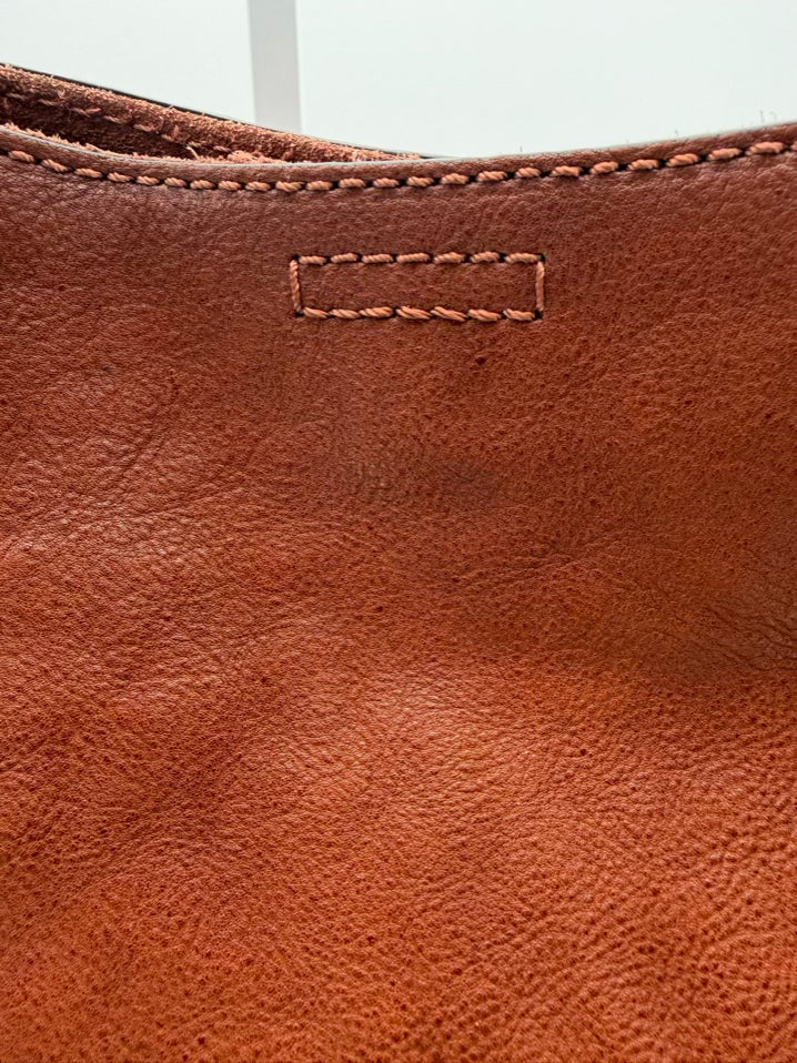 FRYE Cognac Leather Side Pocket Hobo Purse