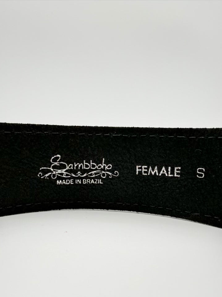SAMBBOHO Black & Teal Small Beaded Belt